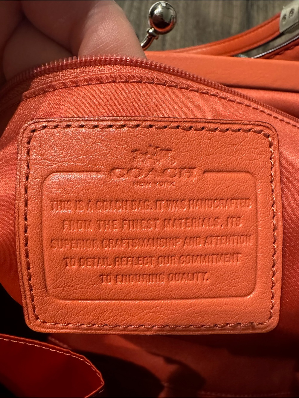 Coach Madison Gathered Twist Carrie Satchel Textured Orange coral Quilted purse - Picture 12 of 16